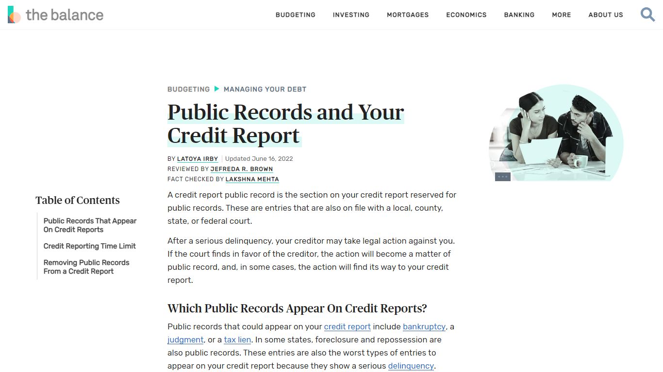 Credit Report Public Record Definition - The Balance